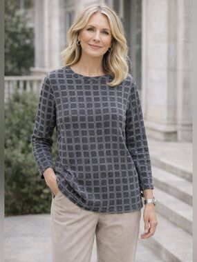 J. Jill Wearever Collection Size S 3/4 Sleeve  Black + White Tunic Top